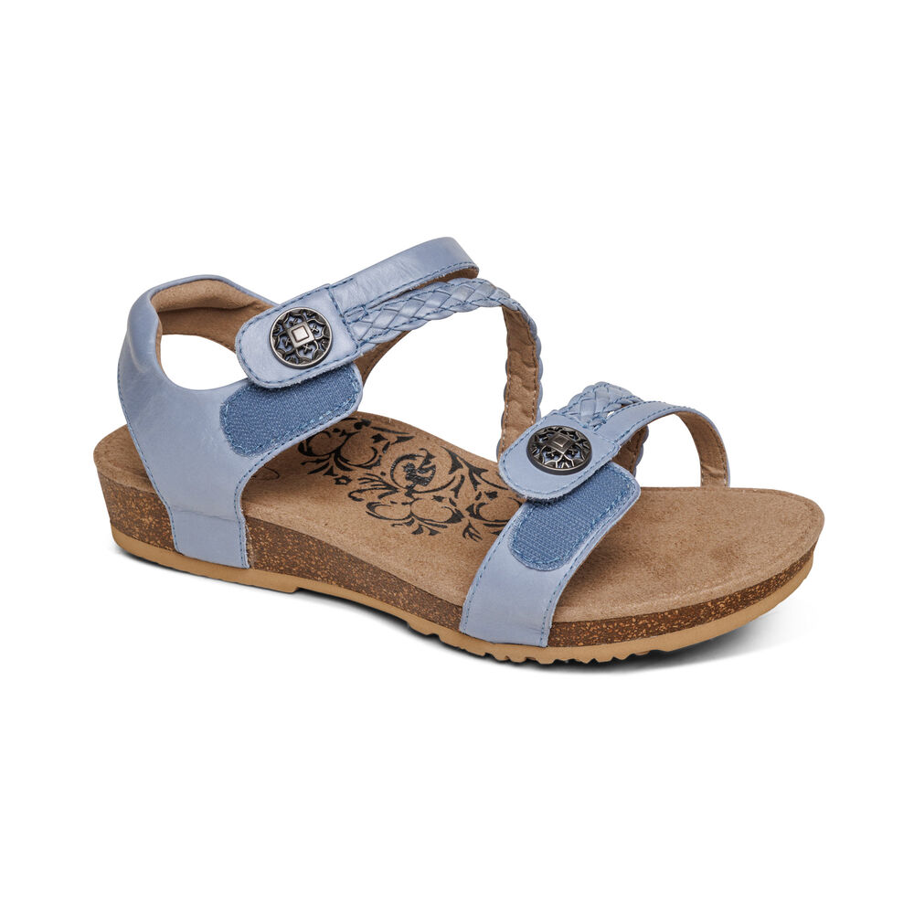 Aetrex Women's Jillian Braided Quarter Strap Sandals - Blue | USA Z0GYGGX